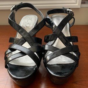 Marc Fisher | Black Strappy Wedge Platform Sandals